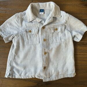 Old Navy light blue linen button down shirt